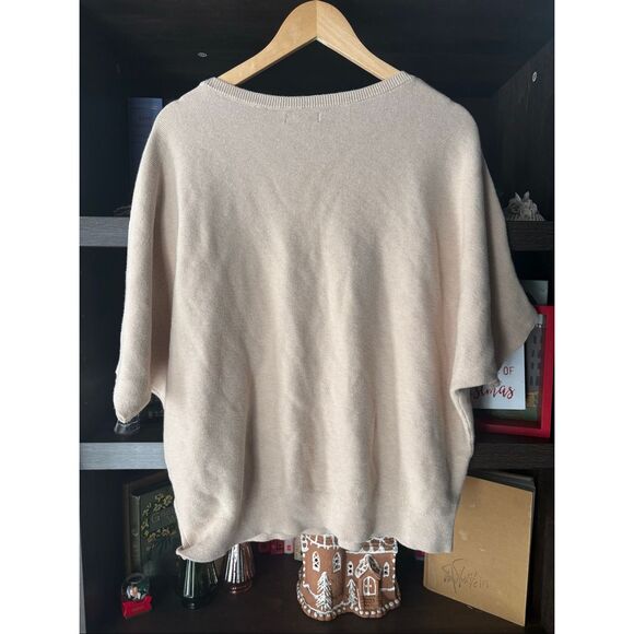 Quince Lightweight Cotton Cashmere Link-Stitch Dolman Sweater In Oatmeal Size XL - Picture 5 of 7